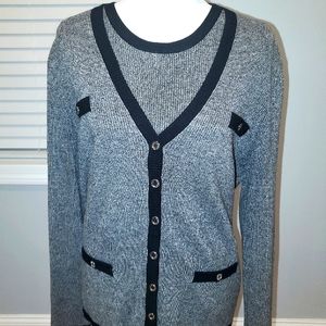 Karl Lagerfeld Paris Womens Sz XL Two Piece Gray and Black Sweaterset
